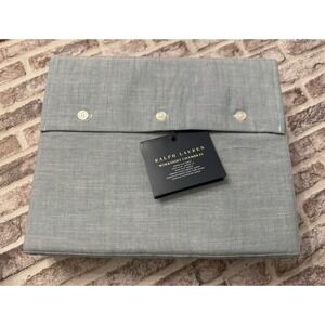 Ralph Lauren Home Queen Flat Sheet Workshirt Chambray Blue New With Tags Cotton